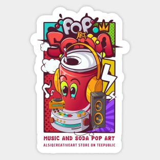 Soda can cartoon character pop art concept Sticker